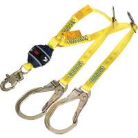 Twin-Leg Tie-Back Web Shock-Absorbing Lanyard, 4', Rebar Hook Center, Snap Hook Leg Ends, Polyester Northern Industrial Supply Inc.