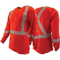 Chandail &agrave; manches longues ignifuge et r&eacute;sistant &agrave; l'arc &eacute;lectrique avec bandes de 2" Henley Atlas Guardian, T-petit, Orange haute visibilit&eacute; Northern Industrial Supply Inc.