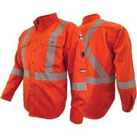 Chandail de travail &agrave; manches longues ignifuge et r&eacute;sistant &agrave; l'arc &eacute;lectrique avec bandes de 2" Atlas Guardian, T-petit, Orange haute visibilit&eacute; Northern Industrial Supply Inc.