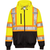 Chandail de s&eacute;curit&eacute; &agrave; capuchon avec bandes contrastantes, Petit, Noir/Jaune lime haute visibilit&eacute; Northern Industrial Supply Inc.