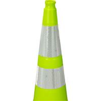 C&ocirc;ne de signalisation de premi&egrave;re qualit&eacute;, 36", Vert lime, Bande(s) r&eacute;fl&eacute;chissante(s) 4" & 6" Northern Industrial Supply Inc.