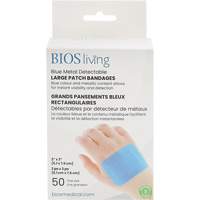Blue Large Patch Bandages, Rectangular/Square, 3", Fabric Metal Detectable, Sterile Northern Industrial Supply Inc.