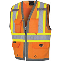 Veste de s&eacute;curit&eacute; pour arpenteur Pioneer avec fermeture &agrave; glissi&egrave;re et dos en maille, Orange haute visibilit&eacute;, Petit, Polyester Northern Industrial Supply Inc.