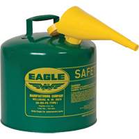 Safety Can for Combustibles with Funnel, Type I, Galvanized Steel, 5 US gal., Green, FM Approved/UL/ULC Listed Northern Industrial Supply Inc.