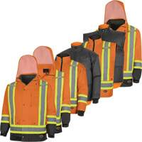 Parka de s&eacute;curit&eacute; d'hiver imperm&eacute;able 7-en-1 5056 Pioneer Yukon, Polyester, Noir/Orange haute visibilit&eacute;, T-petit Northern Industrial Supply Inc.