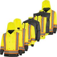 Parka de s&eacute;curit&eacute; d'hiver imperm&eacute;able 7-en-1 5057 Pioneer Yukon, Polyester, Noir/Jaune lime haute visibilit&eacute;, T-petit Northern Industrial Supply Inc.