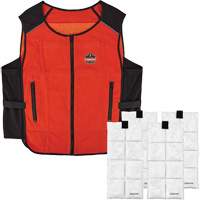 Veste de refroidissement &agrave; changement de phase l&eacute;g&egrave;re avec sachets de recharge Chill-Its 6260, Petit/Moyen, Orange Northern Industrial Supply Inc.