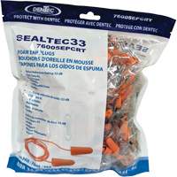 SEALTEC33 Orange Tapered PU Foam Disposable Earplugs, Bulk - Polybag, Corded Northern Industrial Supply Inc.