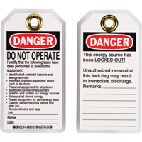 &eacute;tiquettes de verrouillage, Plastique, 3" la x 5-1/2" h, Anglais Northern Industrial Supply Inc.