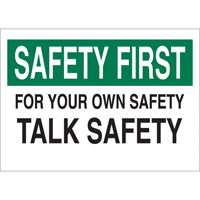 Enseigne  Talk Safety , 10" x 14", Aluminium, Anglais Northern Industrial Supply Inc.