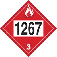 Plaque-&eacute;tiquette TMD 1267 pour liquide inflammable p&eacute;trole brut, Vinyle adh&eacute;sif Northern Industrial Supply Inc.