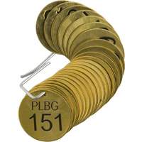 &eacute;tiquettes num&eacute;rot&eacute;es pour vannes PLPG, # 151-175, Laiton, 1,5" dia. Northern Industrial Supply Inc.