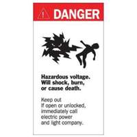 Enseigne Danger Hazardous Voltage, 8" x 4-1/2", Acrylique, Anglais avec pictogramme Northern Industrial Supply Inc.