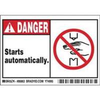 Enseigne Danger Starts Automatically, 3-1/2" x 5", Polyester, Anglais avec pictogramme Northern Industrial Supply Inc.