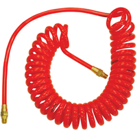 Flexcoil Self-Storing Polyurethane Air Hoses With Fittings, Air, 3/8" ID x 25' L, Polyurethane, 140 PSI at 23 °C Northern Industrial Supply Inc.