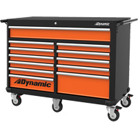 Armoire roulante, 12 tiroirs, 53" la x 24" p x 41" h, Noir/Orange Northern Industrial Supply Inc.