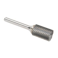 CLEVELAND Solid Carbide Burrs - Cylinder Shape with End Cut, SB-6, 3/5" Dia., 1/4" Shank, 24.4 mm Depth of Cut Northern Industrial Supply Inc.
