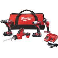 Ensemble quatre outils sans fil combin&eacute;s M18, Lithium-ion, 18 V Northern Industrial Supply Inc.