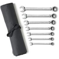 72-Tooth 12 Point Reversible Ratcheting SAE Wrench Set with Tool Roll, Combination, 7 Pieces, Imperial Northern Industrial Supply Inc.