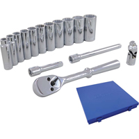 Socket & Attachment Set, 15 Pcs, 3/8" Drive Size, Deep Northern Industrial Supply Inc.