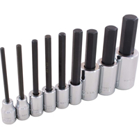Hex Head Socket Set, Hex, 1/2"/3/8" Drive, 9 Pcs Northern Industrial Supply Inc.