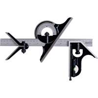 Combination Square Set with E/M Rule, 4 pcs., 1/64"/0.5 mm Graduations, Steel, Plain Northern Industrial Supply Inc.