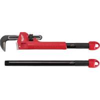 Cheater Adaptable Pipe Wrench, 2-1/2" Jaw Capacity, 18"/24"/10" Long, Powder Coated Finish, Ergonomic Handle Northern Industrial Supply Inc.
