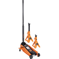 Cric datelier 4 tonnes avec paires de chandelles pour v&eacute;hicule de 3 tonnes, 3,5 tonne(s) Capacit&eacute;, 5-1/8" Abaiss&eacute;e, 21" &eacute;lev&eacute;e, Hydraulique &agrave; main Northern Industrial Supply Inc.