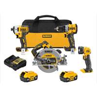 Ensemble de quatre outils combin&eacute;s sans fil et sans balai XR, Lithium-ion, 20 V Northern Industrial Supply Inc.