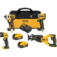 Ensemble de quatre outils combin&eacute;s sans fil et sans balai XR, Lithium-ion, 20 V Northern Industrial Supply Inc.