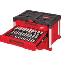 Ensemble de 242 pi&egrave;ces de douilles et cliquets m&eacute;triques et SAE 1/4", 3/8" et 1/2" avec boîte &agrave; outils PACKOUT &agrave; 4 tiroirs, 16-3/10" x 22-1/5" x 14-3/10", Noir/Rouge Northern Industrial Supply Inc.