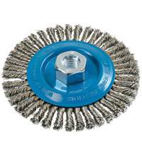 Brosse &agrave; fils &eacute;troits nou&eacute;s et torsad&eacute;s, Dia. 5", Fils 0,02", Arbre 5/8"-11, Aluminium/Acier inoxydable Northern Industrial Supply Inc.