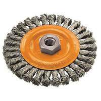 Brosse rotative &agrave; fils nou&eacute;s large, Dia. 4", Fils 0,02", Arbre 5/8"-11, Acier Northern Industrial Supply Inc.