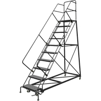 Safety Slope Rolling Ladder, 9 Steps, Perforated, 50° Incline, 90" High Northern Industrial Supply Inc.