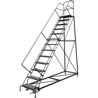 Safety Slope Rolling Ladder, 13 Steps, Perforated, 50° Incline, 130" High Northern Industrial Supply Inc.