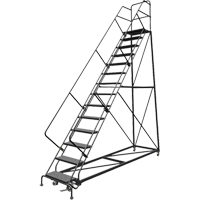 Safety Slope Rolling Ladder, 14 Steps, Perforated, 50° Incline, 140" High Northern Industrial Supply Inc.