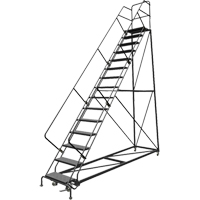 Safety Slope Rolling Ladder, 15 Steps, Perforated, 50° Incline, 150" High Northern Industrial Supply Inc.