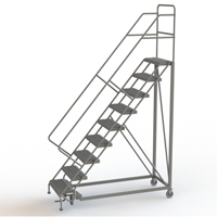 Safety Slope Rolling Ladder, 9 Steps, Serrated, 50° Incline, 90" High Northern Industrial Supply Inc.