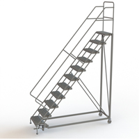 Safety Slope Rolling Ladder, 11 Steps, Serrated, 50° Incline, 110" High Northern Industrial Supply Inc.