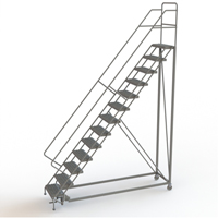 Safety Slope Rolling Ladder, 13 Steps, Serrated, 50° Incline, 130" High Northern Industrial Supply Inc.