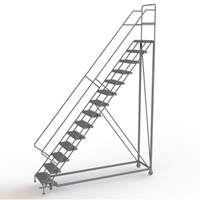 Safety Slope Rolling Ladder, 14 Steps, Serrated, 50° Incline, 140" High Northern Industrial Supply Inc.