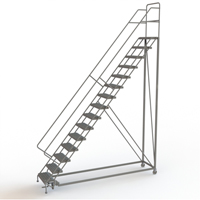 Safety Slope Rolling Ladder, 15 Steps, Serrated, 50° Incline, 150" High Northern Industrial Supply Inc.
