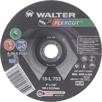 Meules &agrave; moyeu d&eacute;port&eacute; Flexcut, 7", 36 Grain, Oxyde d'aluminium, 7/8", 8600 Tr/min, Type 29 Northern Industrial Supply Inc.