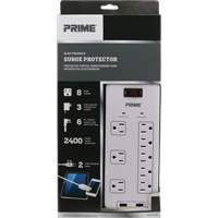 USB Charging Surge Protectors, 8 Outlets, 2400 J, 1875 W, 6' Cord Northern Industrial Supply Inc.