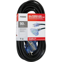 All-Rubber Extension Cord, Outdoor, SJOOW, 12/3 AWG, 15 A, 3 Outlet(s), 50' Northern Industrial Supply Inc.