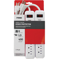 Surge Protector 2-Pack, 6 Outlets, 400 J, 1875 W, 1.5' Cord Northern Industrial Supply Inc.