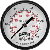 Manom&egrave;tre &eacute;conomique,  2", 0 - 100 psi, Fixation arri&egrave;re, Analogique Northern Industrial Supply Inc.