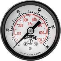 Manom&egrave;tre &eacute;conomique,  1-1/2", 0 - 100 psi, Fixation arri&egrave;re, Analogique Northern Industrial Supply Inc.
